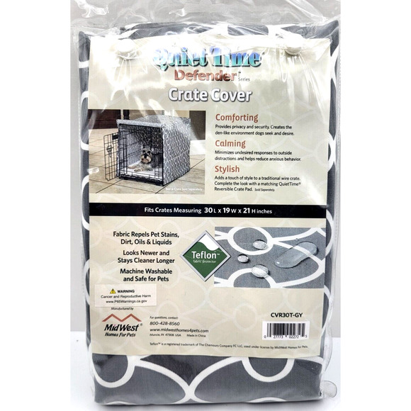 Quiet Time Defender Dog Crate Cover Teflon Gray White Geometric 30x19x21 NEW - Picture 5 of 8